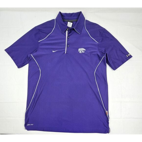 Nike Kansas State Polo Shirt Mens Lrg. Snap Button‎ Purple Drifit. K-State - Picture 1 of 9